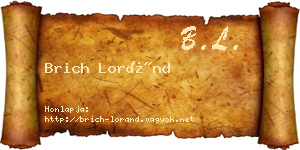 Brich Loránd névjegykártya